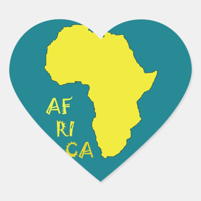 Adesivo Coração Mapa Africano Amarelo Funky (Frente)