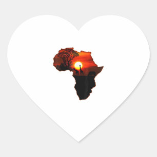 Adesivo Coração Mapa Africano de Camisas T Do Sol Sul-Africano