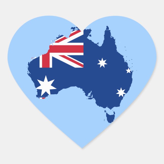 Adesivo Coração mapa de bandeira austrália (Frente)