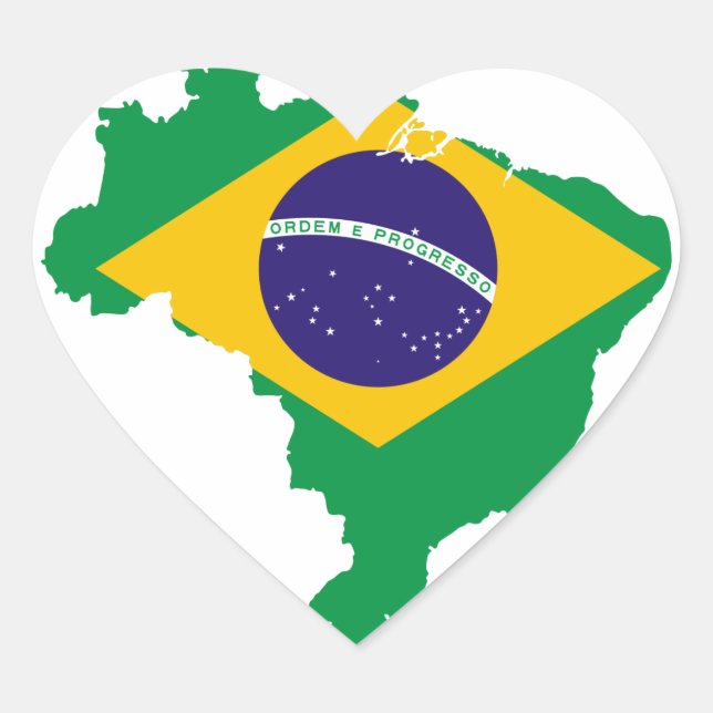 Adesivo Coração mapa de bandeira do brasil (Frente)