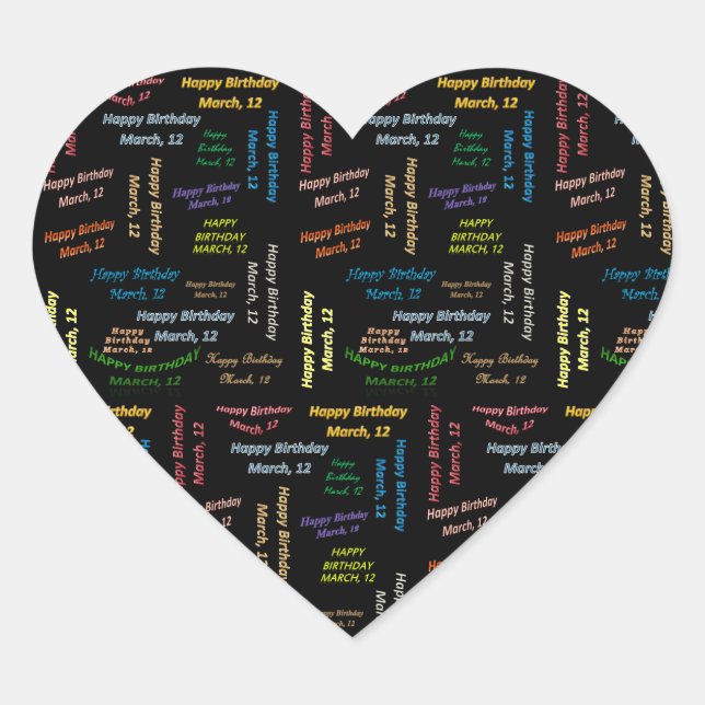 Adesivo Coração Março, 12 Aniversário (Frente)