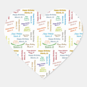 Adesivo Coração Março, 21 Aniversário