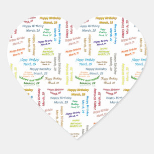 Adesivo Coração Março, 29 Aniversário