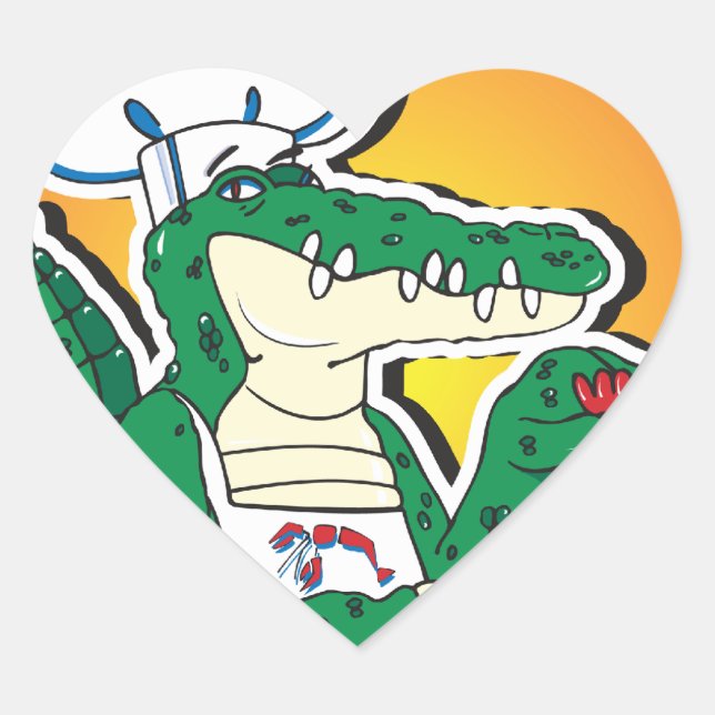 Adesivo Coração Mardi Gras Cajun Crocodilo (Frente)