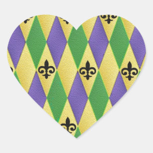 Adesivo Coração Mardi Gras Harlequin Fleur De Lis