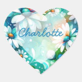 Adesivo Coração Margarida Floral Branca com Corações