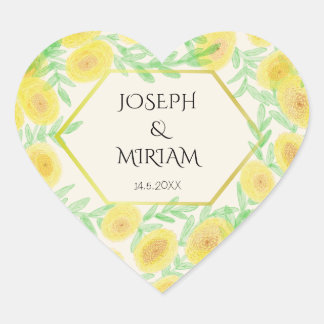 Adesivo Coração Marigold Flowers Frame Autumn Wedker Sticker