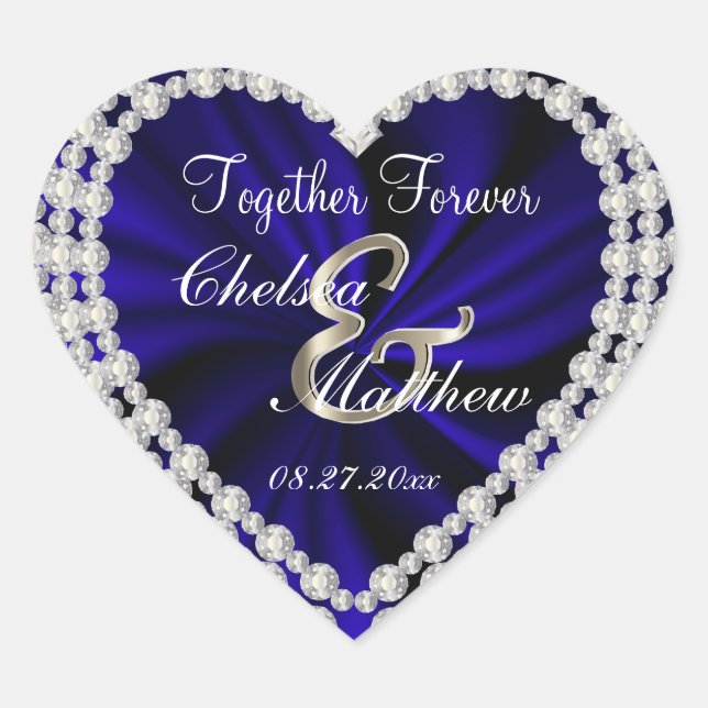 Adesivo Coração Marinho Azul Satin | Personalizar (Frente)