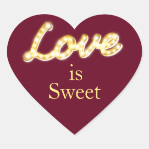 Adesivo Coração Marquee Lights Love is Sweet - marsala