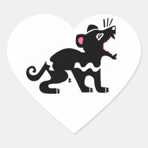 Adesivo Coração Marsupial - Eu adoro DIABOS Tasmânicos - Vida selv