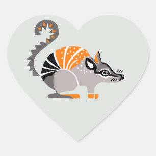 Adesivo Coração Marsupial - Eu adoro NUMBATS - Vida selvagem