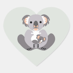Adesivo Coração Marsupial - Eu amo KOALAS - Vida selvagem - Austrá
