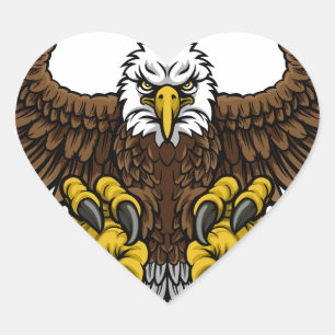 Adesivo Coração Mascote calva de Eagle do americano