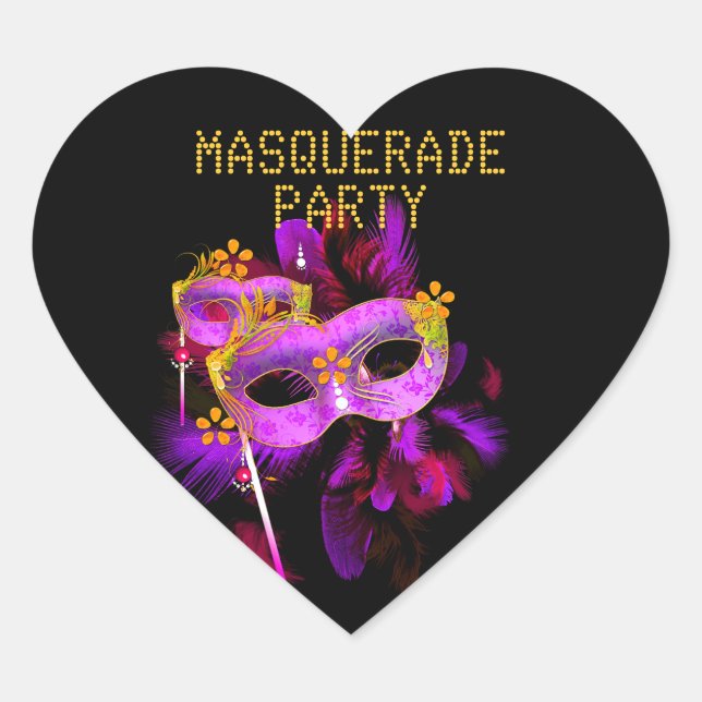 Adesivo Coração MASQUERADE Rosa Dourado (Frente)