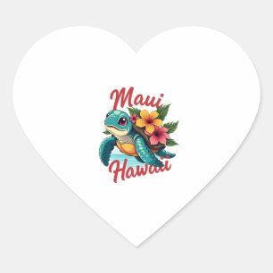 Adesivo Coração Maui Hawaii T Shirt Girl Miúdas Crianças Tartaruga