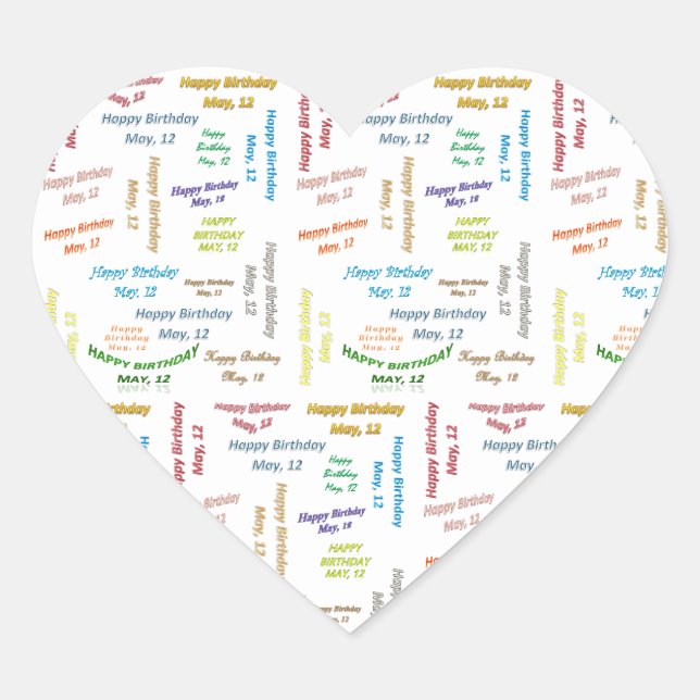 Adesivo Coração May, 12 Birthday Sticker (Frente)