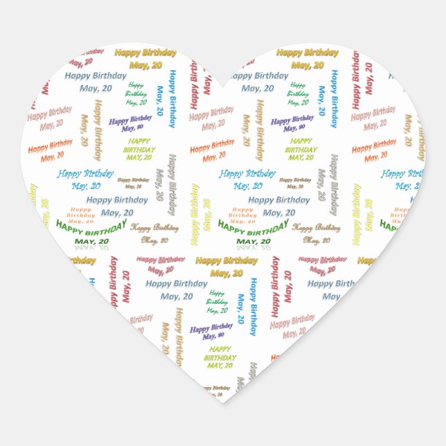 Adesivo Coração May, 20 Birthday Sticker (Frente)