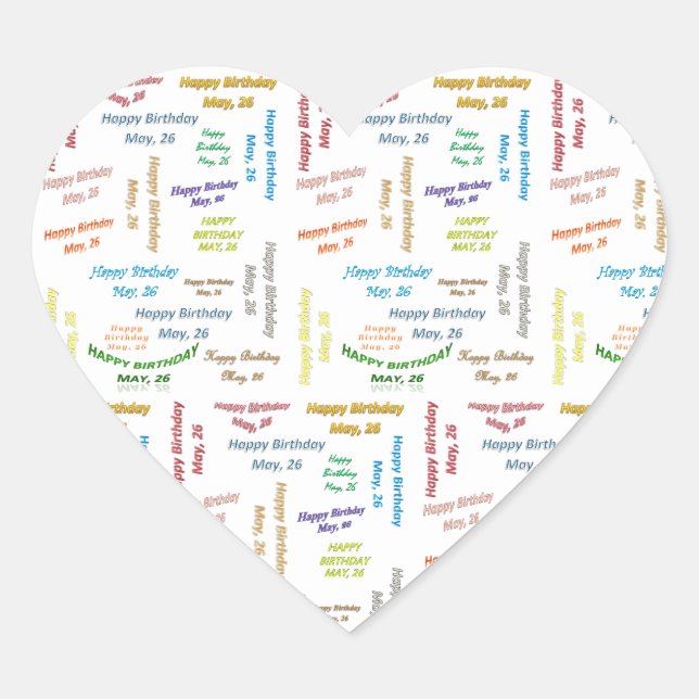 Adesivo Coração May, 26 Birthday Sticker (Frente)