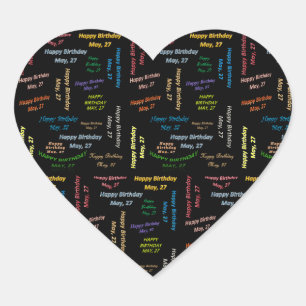 Adesivo Coração May, 27 Birthday Sticker