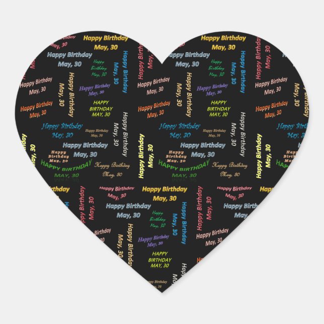 Adesivo Coração May, 30 Birthday Sticker (Frente)