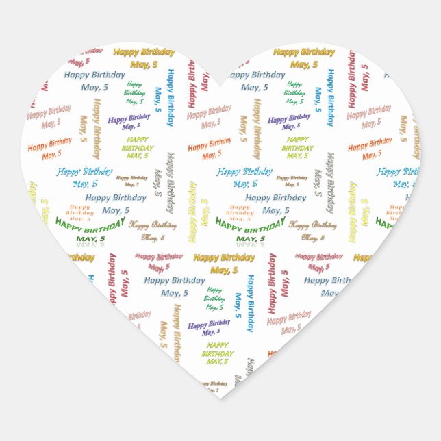 Adesivo Coração May, 5 Birthday Sticker (Frente)