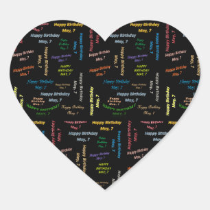 Adesivo Coração May, 7 Birthday Sticker