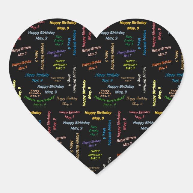 Adesivo Coração May, 9 Birthday Sticker (Frente)