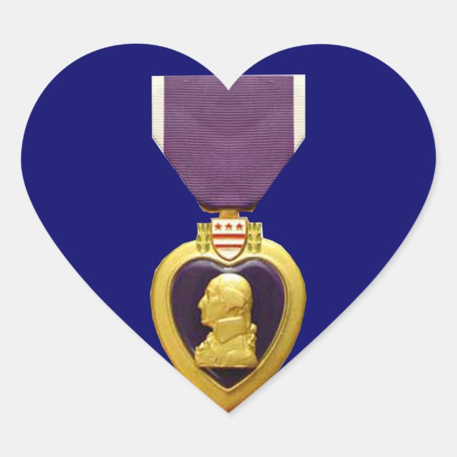 Adesivo Coração Medalha Coral Púrpura Militar (Frente)