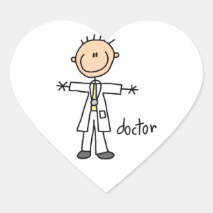 Adesivo Coração Médico Boneco de Palito