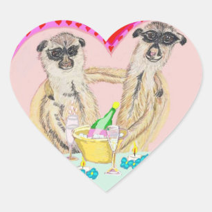 Adesivo Coração Meerkat Love