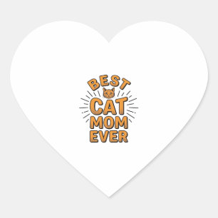 Adesivo Coração Melhor Mãe de Gato de Todos os Tempos Design de Gr