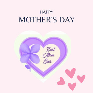 Adesivo Coração Melhor Mãe de Sempre e Flor Roxo
