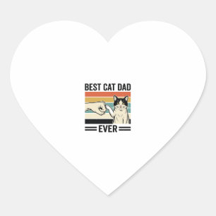 Adesivo Coração Melhor Pai de Gato de Todos os Tempos Camisa Retro