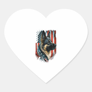 Adesivo Coração Memorial Day German shepherd American Flag USA