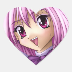 Adesivo Coração Menina de Animação Bonita