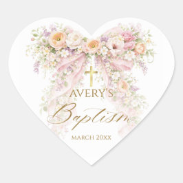 Adesivo Coração Menina de Arco Floral Bloom Batismo