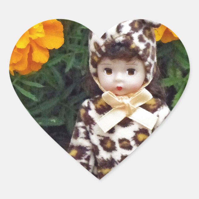 Adesivo Coração Menina Leopardo (Frente)