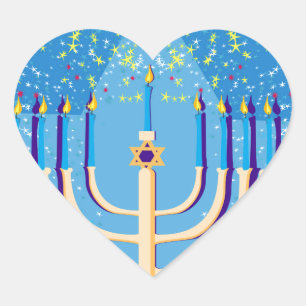 Adesivo Coração menorah de hanukkah