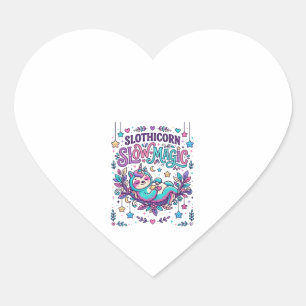 Adesivo Coração Mercado Colorido de Magia Lenta Unicórnio Slothico