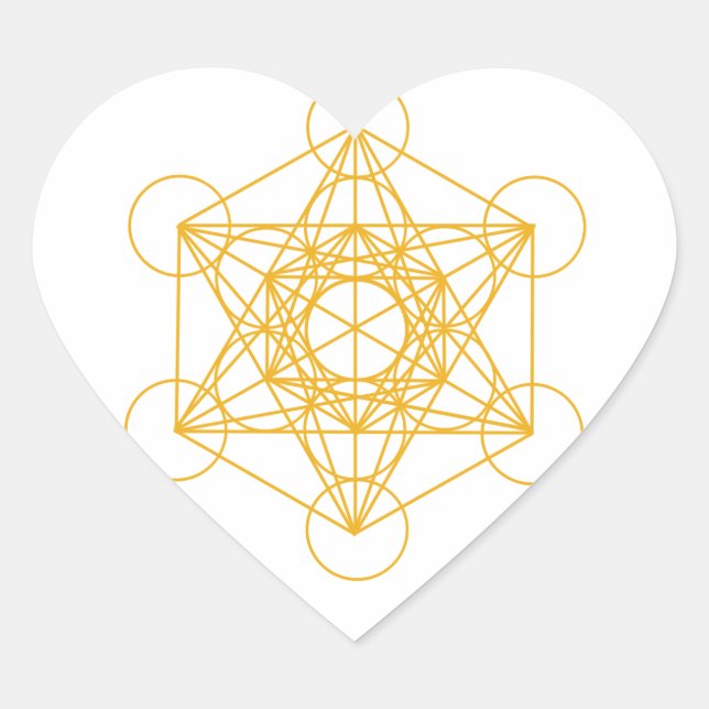 Adesivo Coração Metatron Cube Dourado (Frente)