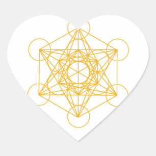 Adesivo Coração Metatron Cube Dourado