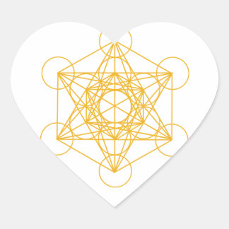 Adesivo Coração Metatron Cube Dourado