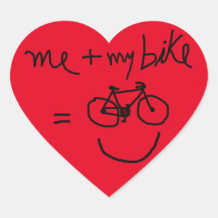 Adesivo Coração mim & minhas bicicleta = felicidade