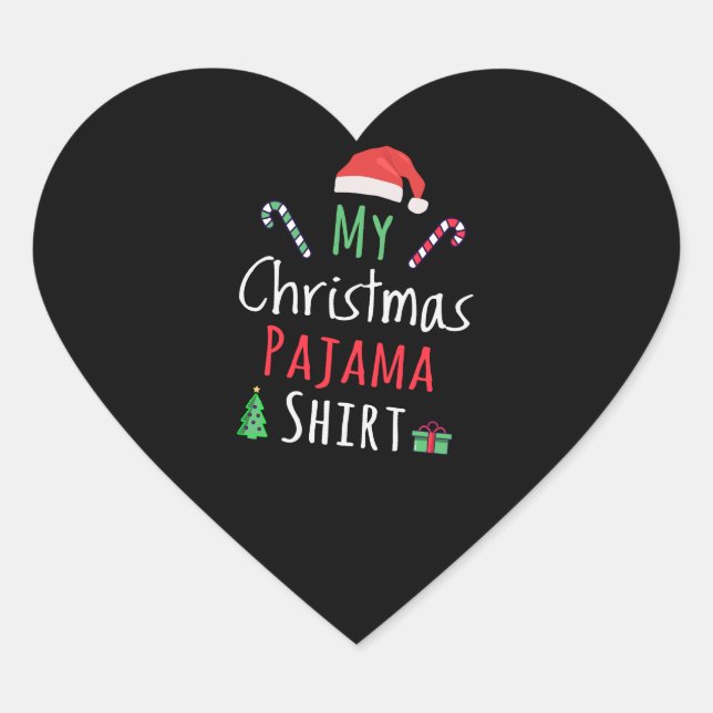 Adesivo Coração Minha Camisa de Natal do Pajama (Frente)