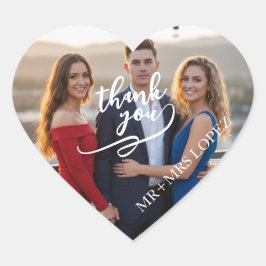 Adesivo Coração Minimal Modern Wedding Photo Thank You Sticker
