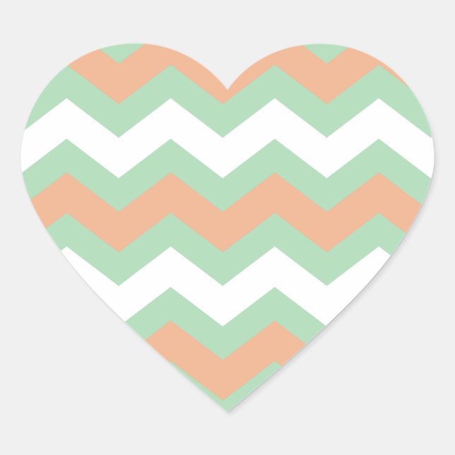 Adesivo Coração Mint Green e Peach Zigzags (Frente)