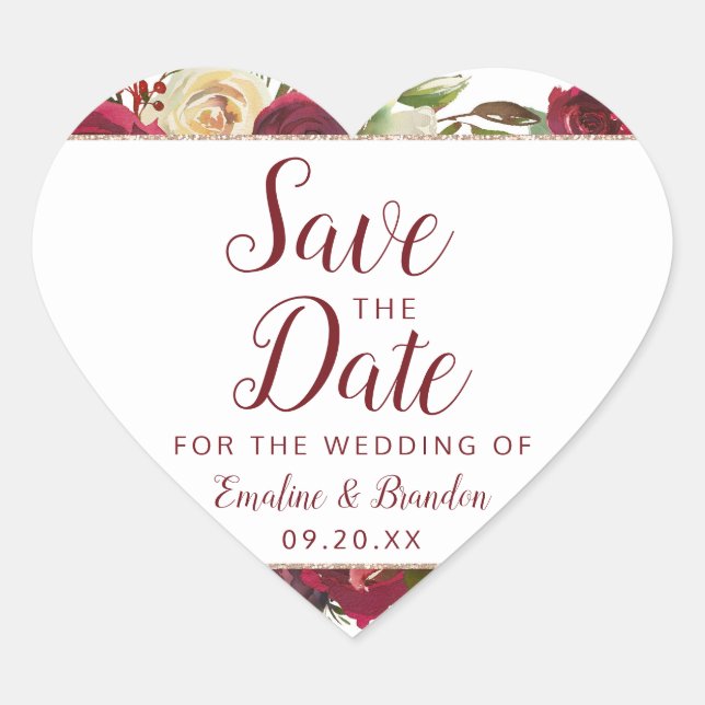 Adesivo Coração MistletoManor Watercolor Winter Salvar a Data (Frente)