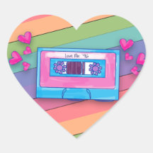 Mixtape Divertida Arco-Íris Fundo Retro Música Amo