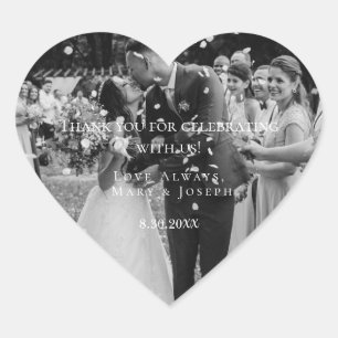 Adesivo Coração Modelo de foto de agradecimento de casamento perso