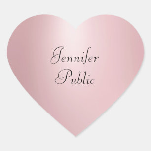 Adesivo Coração Modelo Elegante com Script de Mão Dourada Rosa